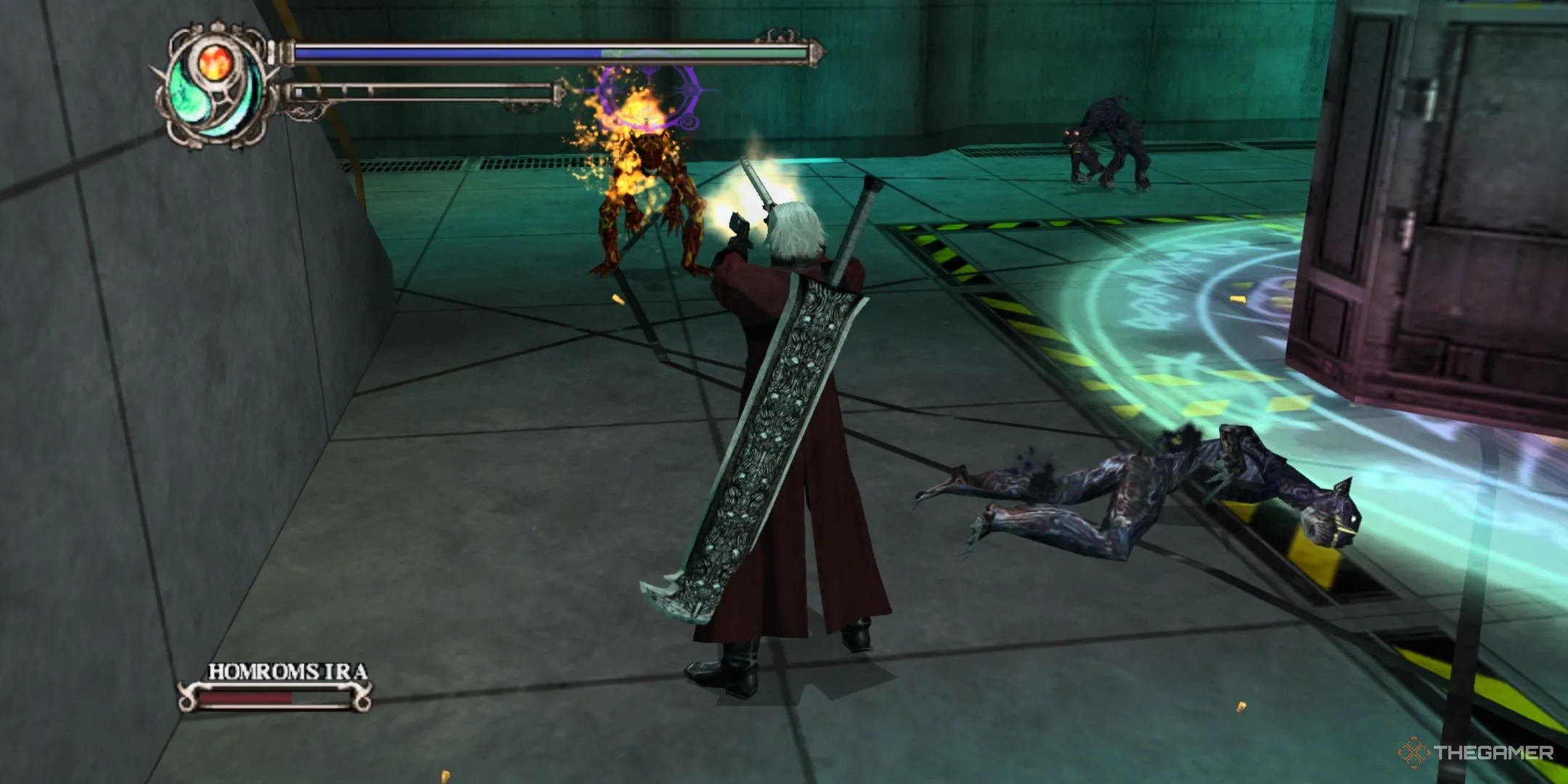 Dante đang bắn một kẻ thù quỷ trong Devil May Cry 2, phần game bị đánh giá là có cốt truyện yếu và lối chơi lặp lại, đôi khi gây nhàm chán cho game thủ.