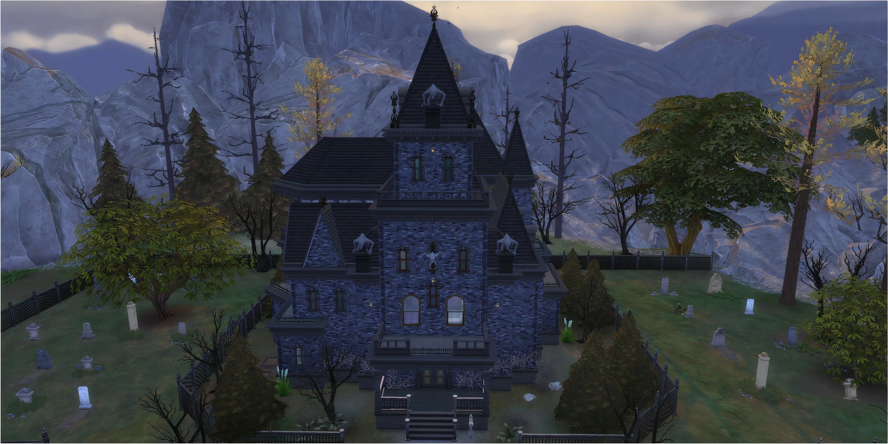 Dinh thự Straud trong The Sims 4, một kiến trúc Gothic cổ điển đậm chất ma cà rồng và bí ẩn