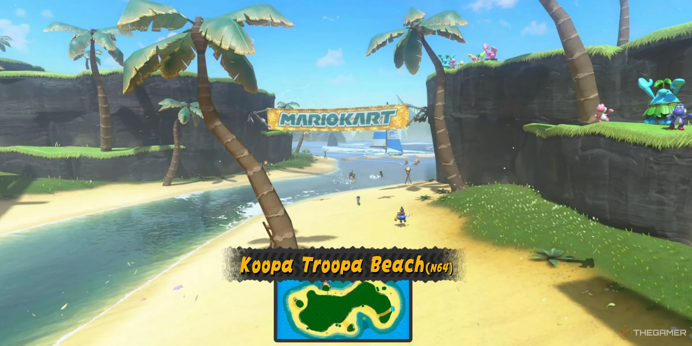 Đường đua ẩn lấy cảm hứng từ Koopa Troopa Beach của Mario Kart 64 trong thế giới Free Roam của Mario Kart World, gần Wario Shipyard.