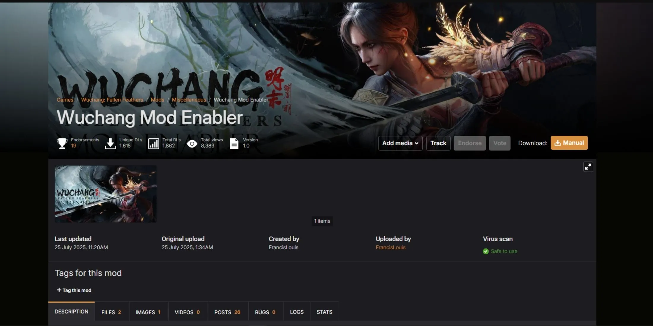 Giao diện Wuchang Mod Enabler