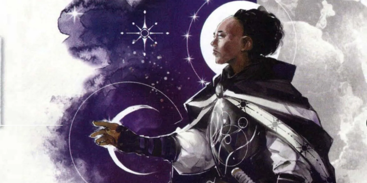 Giáo sĩ Lĩnh vực Bí Ẩn (Arcana Domain Cleric) thi triển phép thuật từ Tasha's Cauldron of Everything, khám phá phép thuật bí truyền trong D&amp;D.