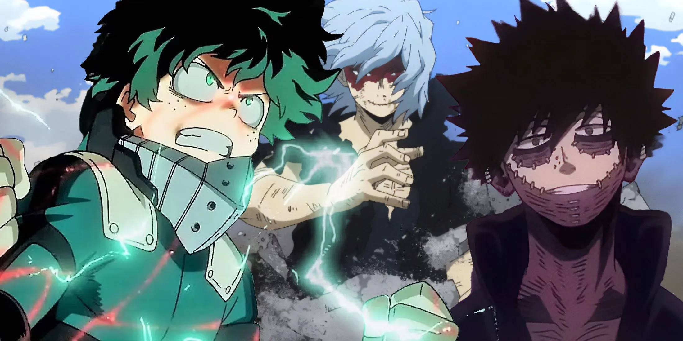 Hình ảnh các nhân vật mạnh nhất My Hero Academia, thể hiện bối cảnh các Pro Hero bị đánh giá thấp