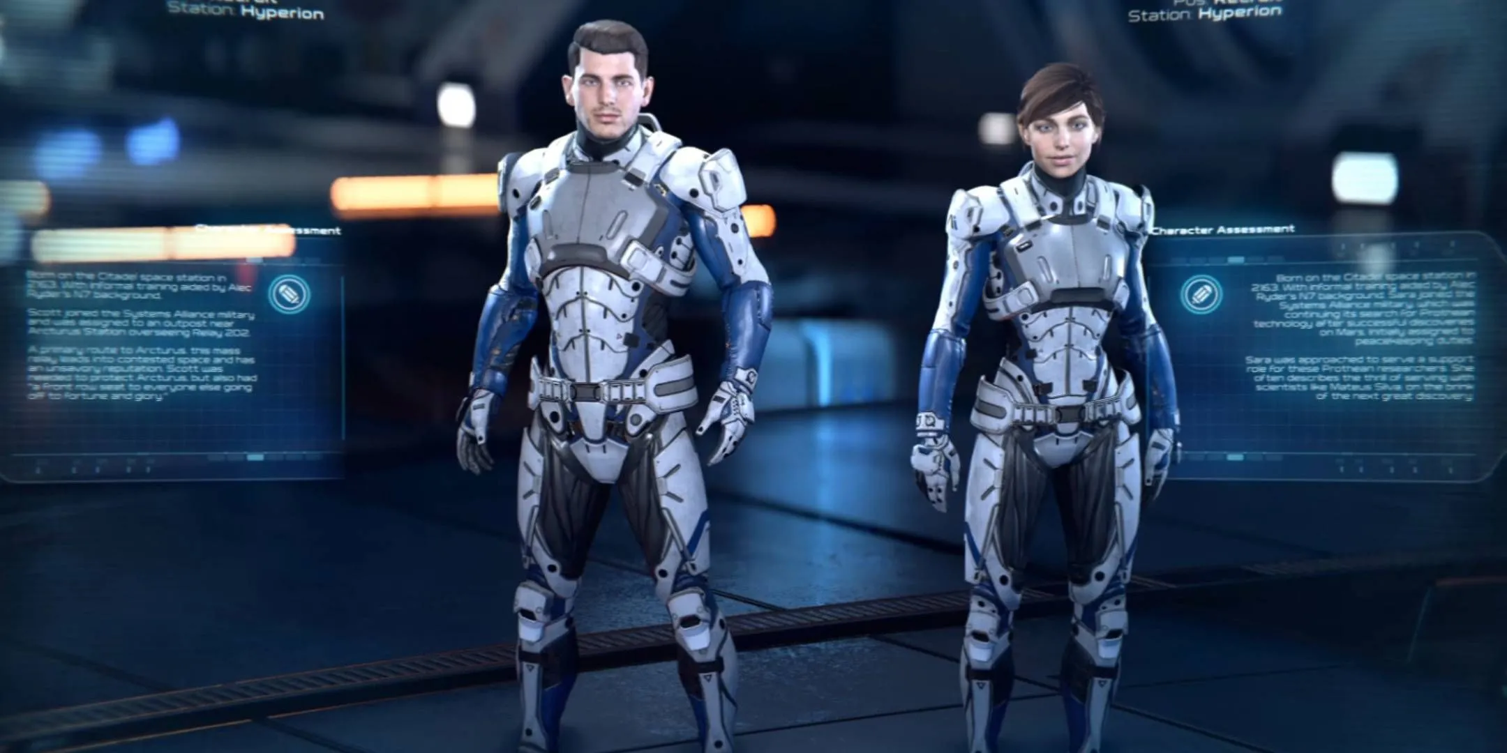 Hình ảnh hai nhân vật chính mặc định Scott và Sara Ryder trong Mass Effect: Andromeda, tựa game nhập vai hành động bị chỉ trích về cốt truyện và gameplay nhàm chán so với các phần trước.