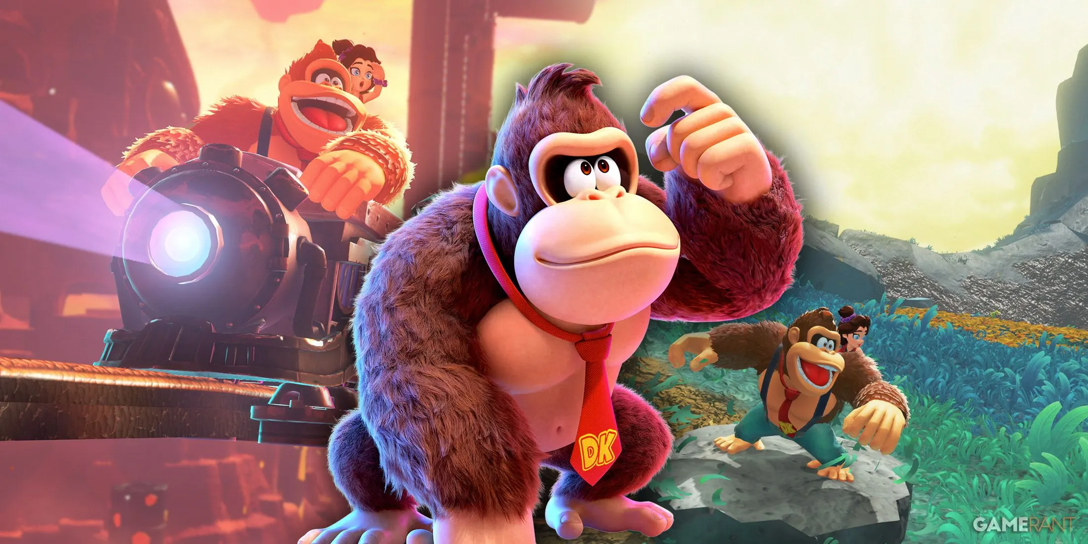 Hình ảnh một phân cảnh gameplay của Donkey Kong Bananza, thể hiện cơ chế tương tác môi trường phức tạp và đồ họa chi tiết.