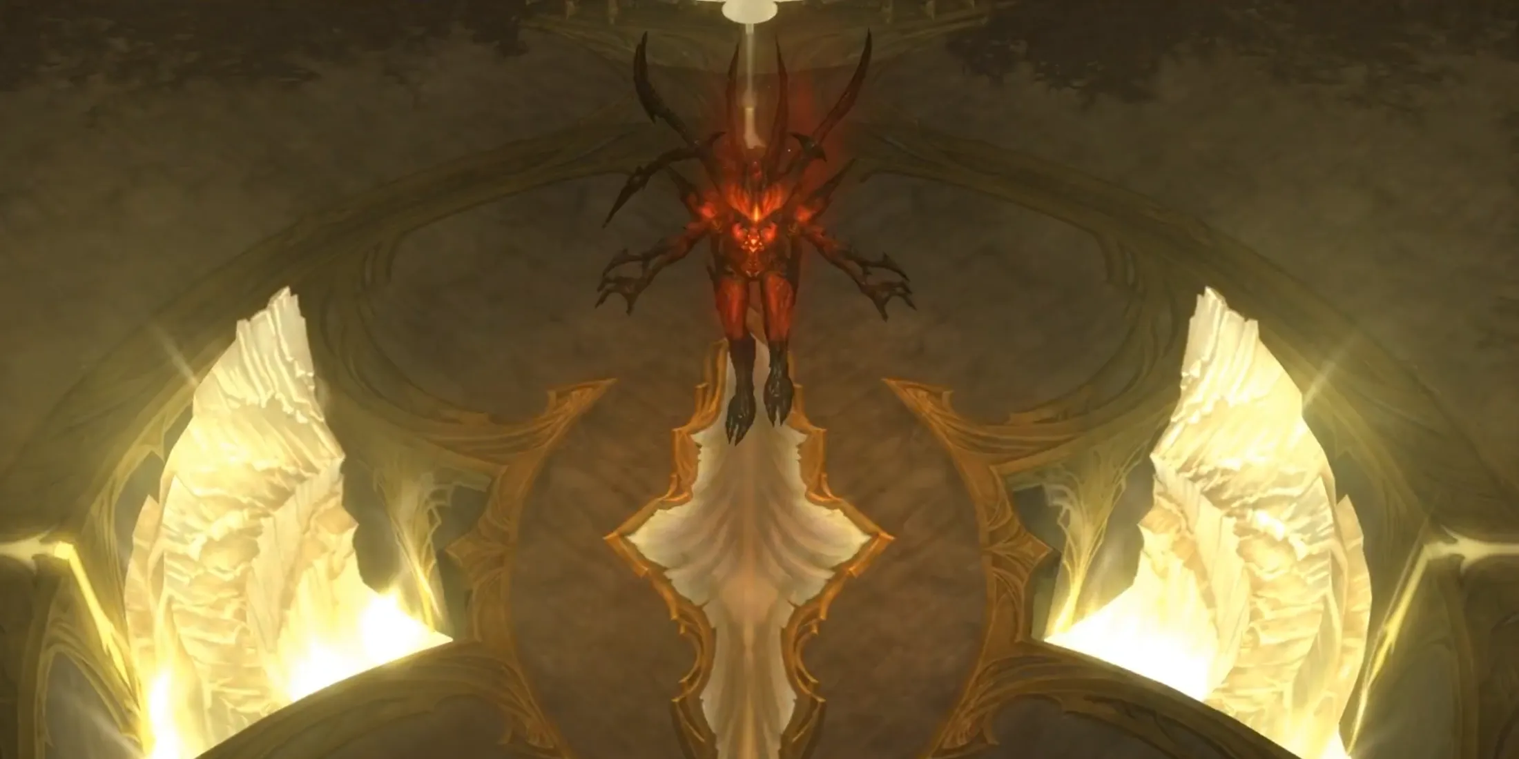 Hình ảnh trùm cuối Diablo trong game Diablo 3, thể hiện thiết kế đáng sợ và hiệu ứng chiến đấu