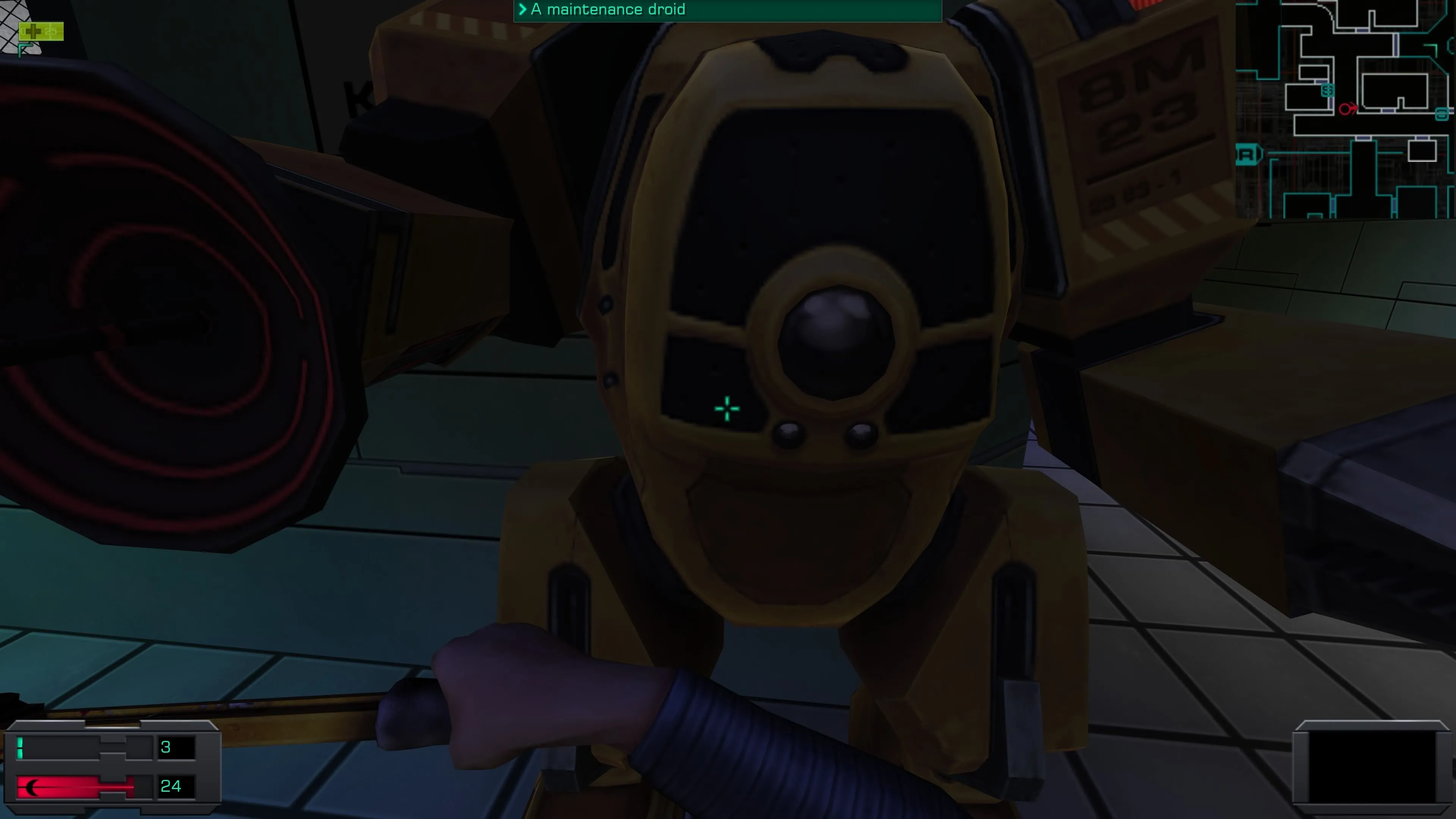 Một con robot bảo trì (Maintenance Droid) trong System Shock 2 Remaster.