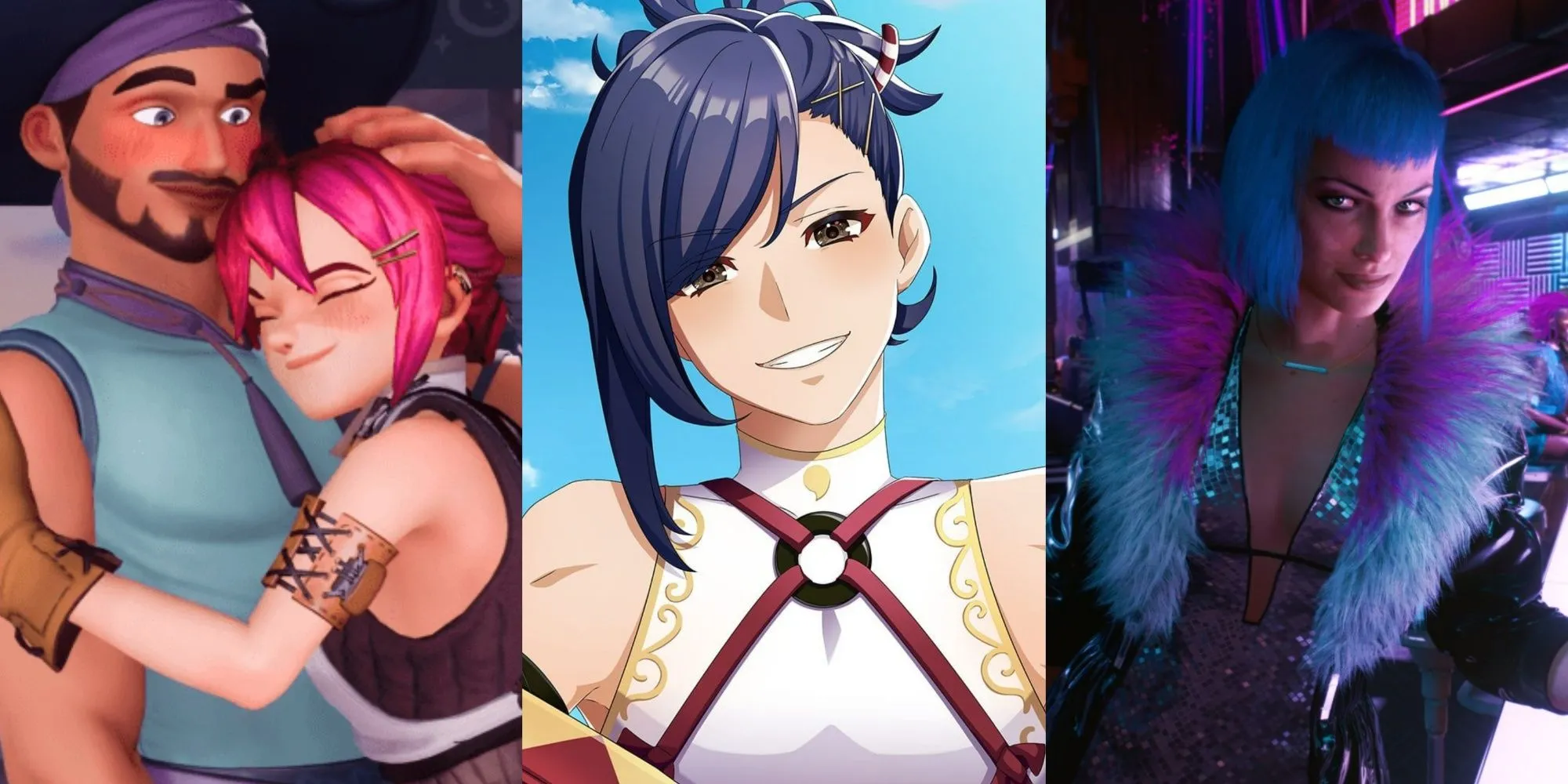 Một số nhân vật nổi bật từ các game có yếu tố lãng mạn như Potionomics, Fire Emblem Engage và Cyberpunk 2077