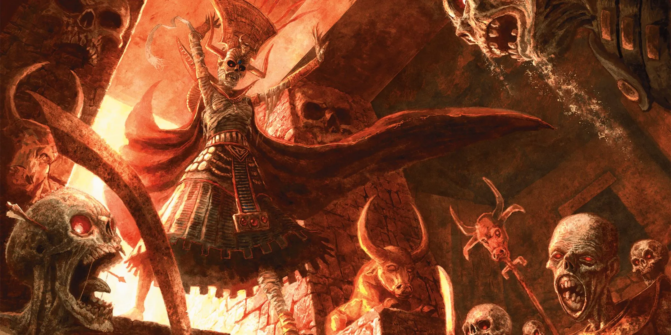 Mummy Lord commanding group of undead in DND by Helge C. Balzer