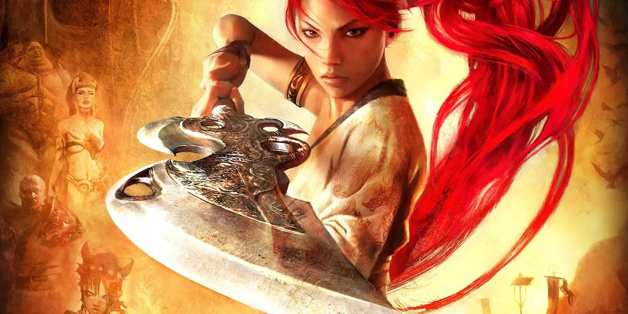 Nariko cầm thanh kiếm Heavenly Sword trên bìa game