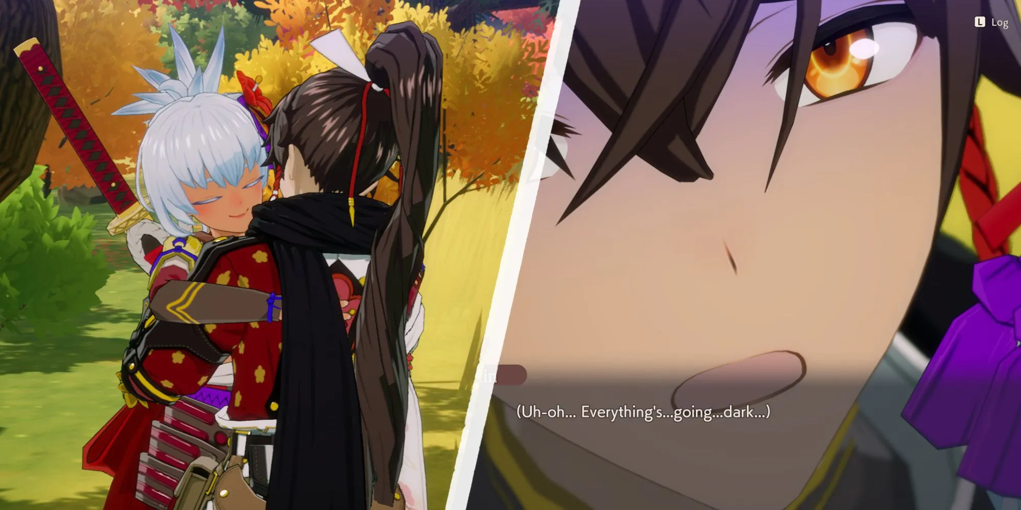 Nhân vật Matsuri đang ôm chặt người chơi trong Rune Factory Guardians of Azuma