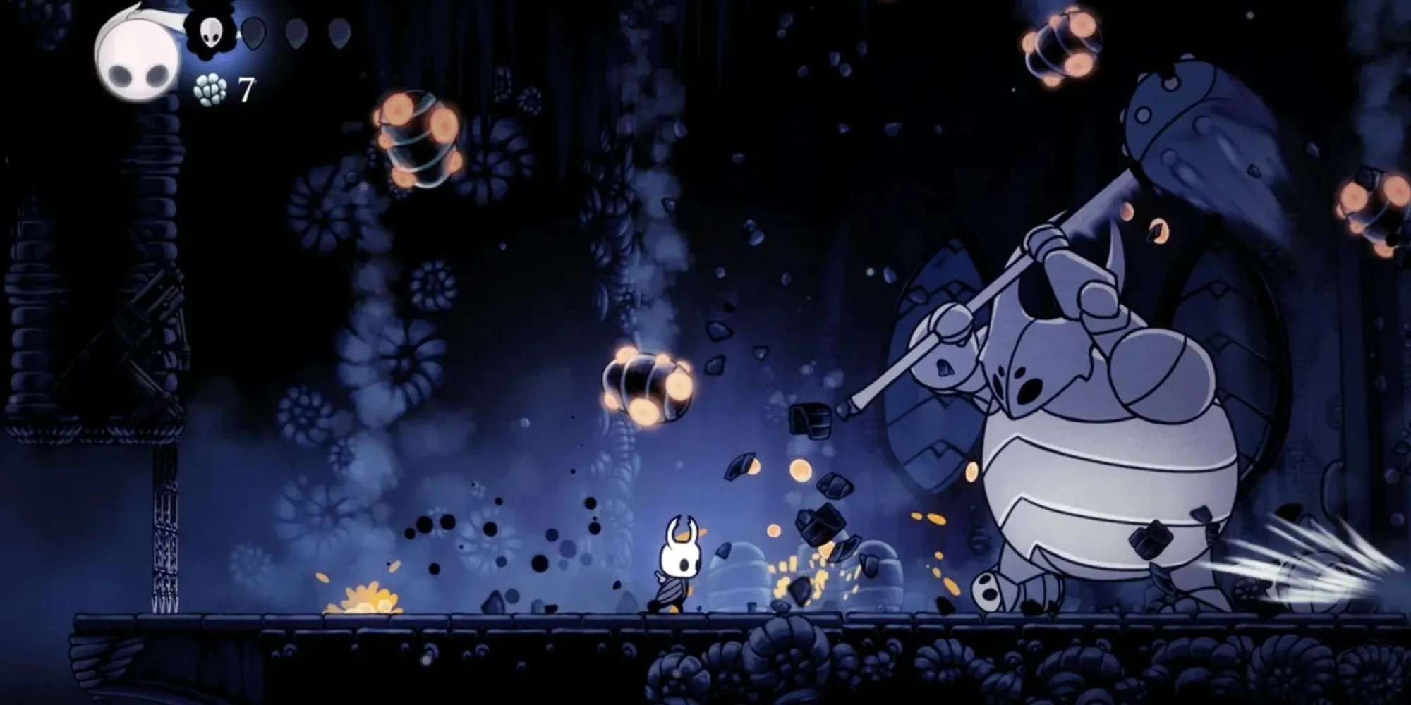 Nhân vật The Knight trong thế giới côn trùng đầy ma mị của game Metroidvania Hollow Knight