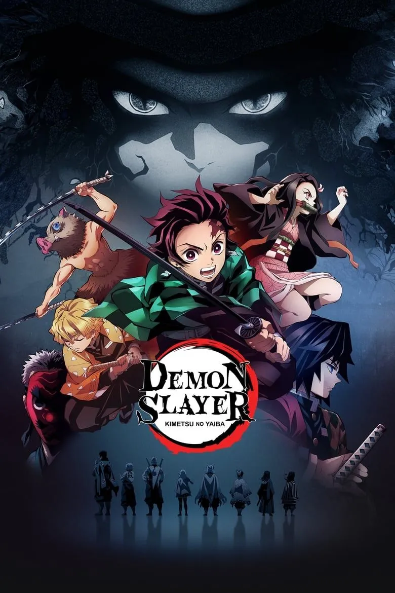 Poster chính thức của anime Demon Slayer: Kimetsu no Yaiba, minh họa vẻ đẹp kỹ thuật số.
