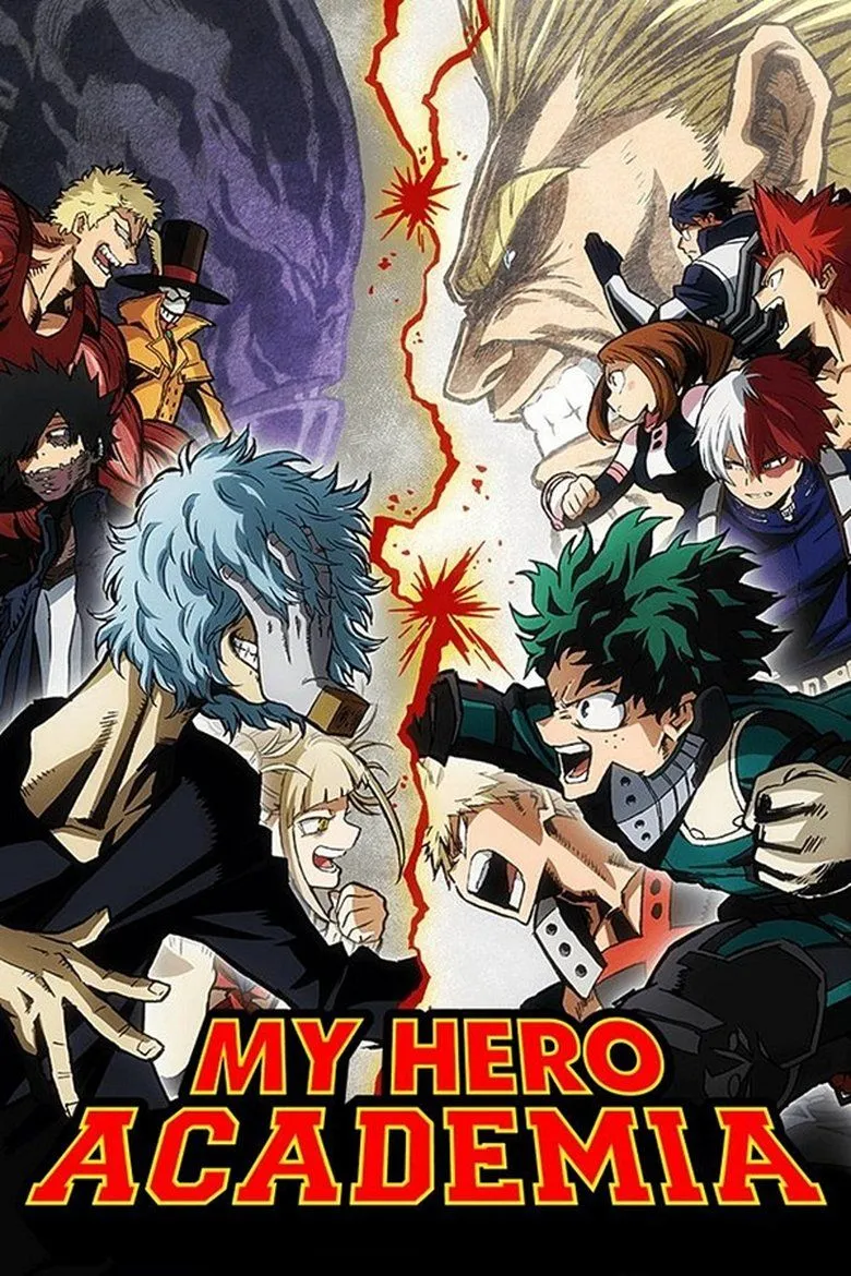 Poster chính thức của series anime My Hero Academia, tóm tắt thế giới anh hùng