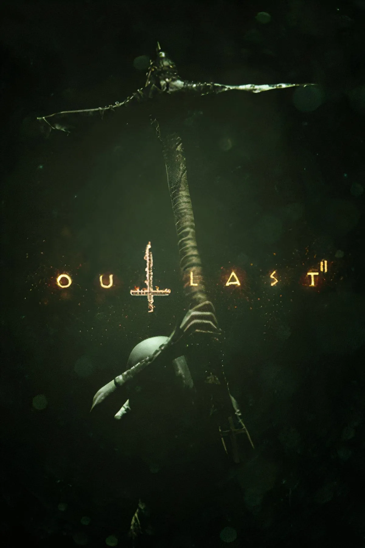 Quang cảnh rùng rợn của Outlast 2 với bầu trời đêm và những cấu trúc gỗ đáng sợ