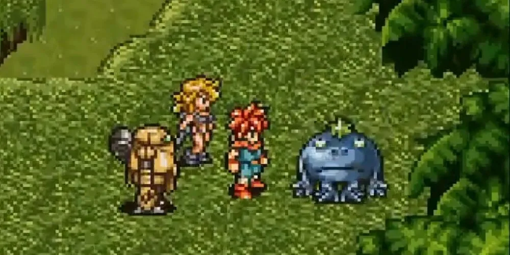 Robo, Ayla và Crono đối mặt với Nu trong Chrono Trigger