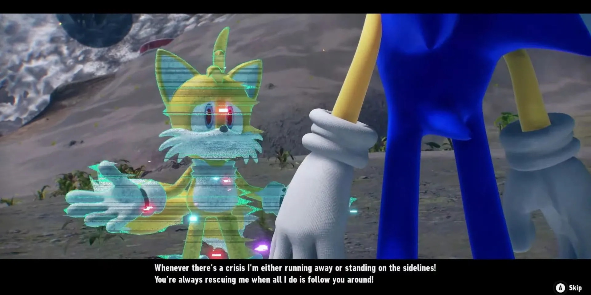 Sonic trò chuyện cùng Tails trong một phân cảnh của Sonic Frontiers