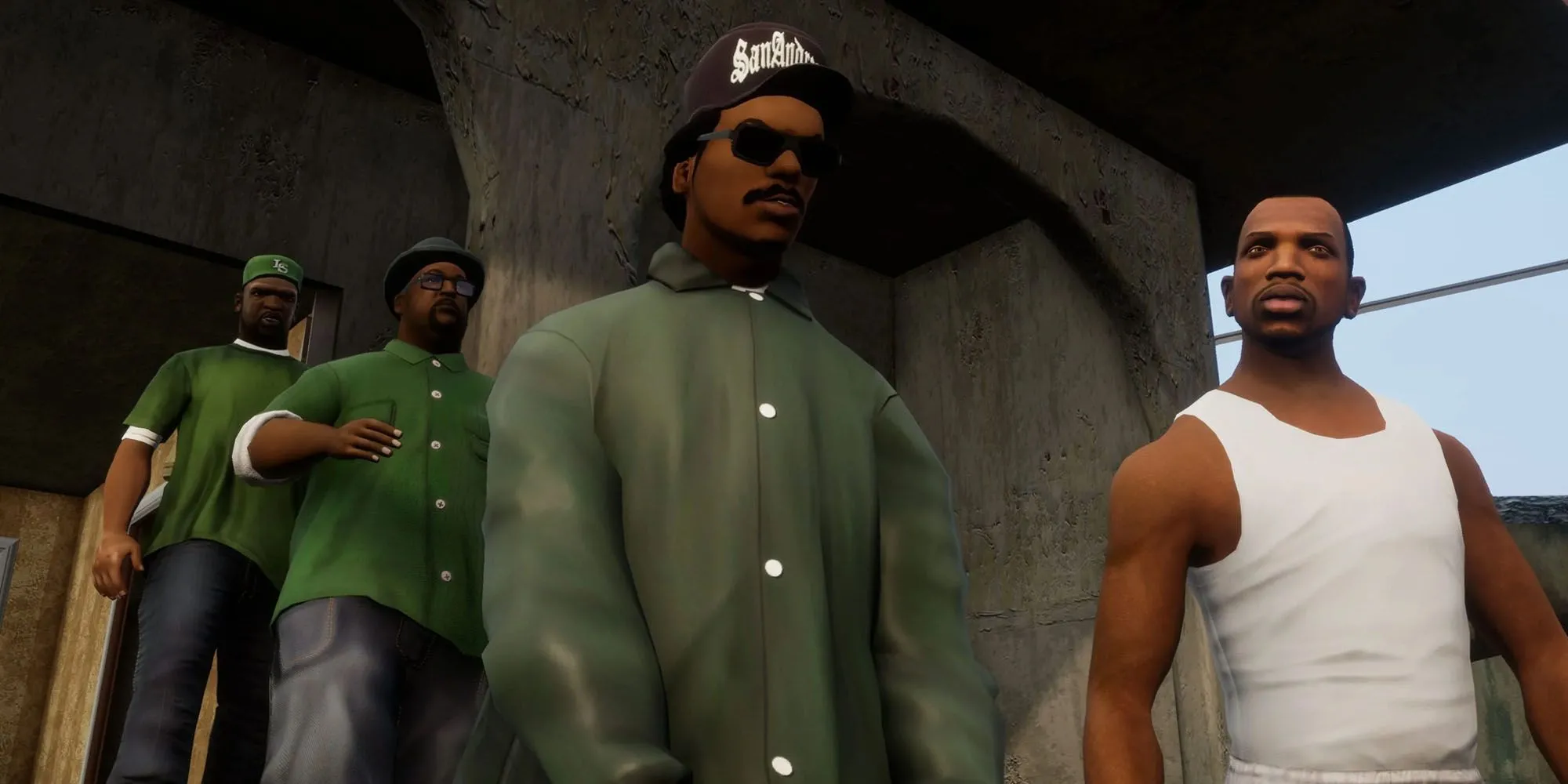 Sweet, Big Smoke, Lance, và CJ, nhóm nhân vật chính trong câu chuyện của San Andreas