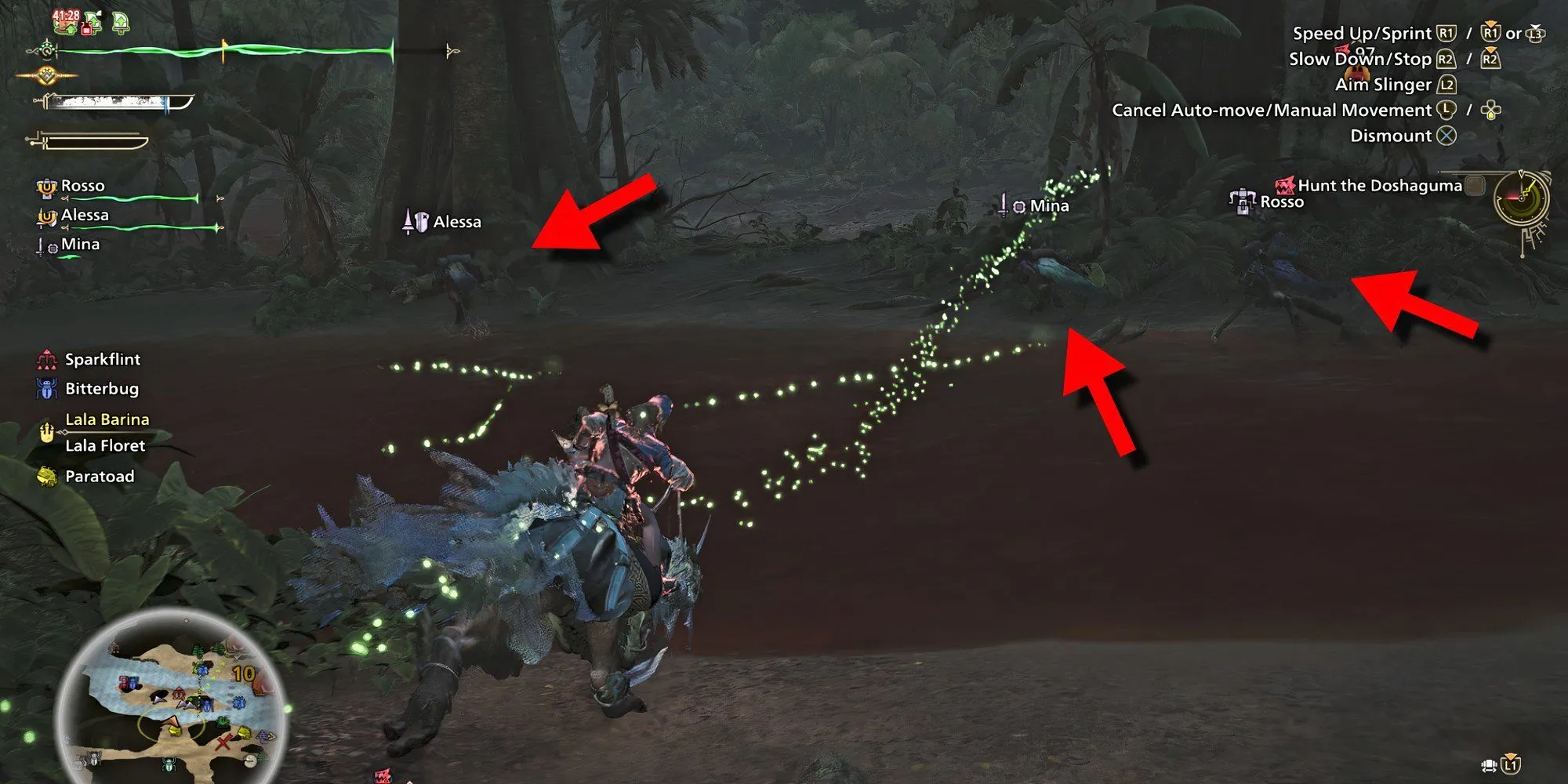 Thợ săn hỗ trợ đang tham gia cuộc săn quái vật trong Monster Hunter Wilds, minh họa cơ chế đồng hành NPC hiệu quả
