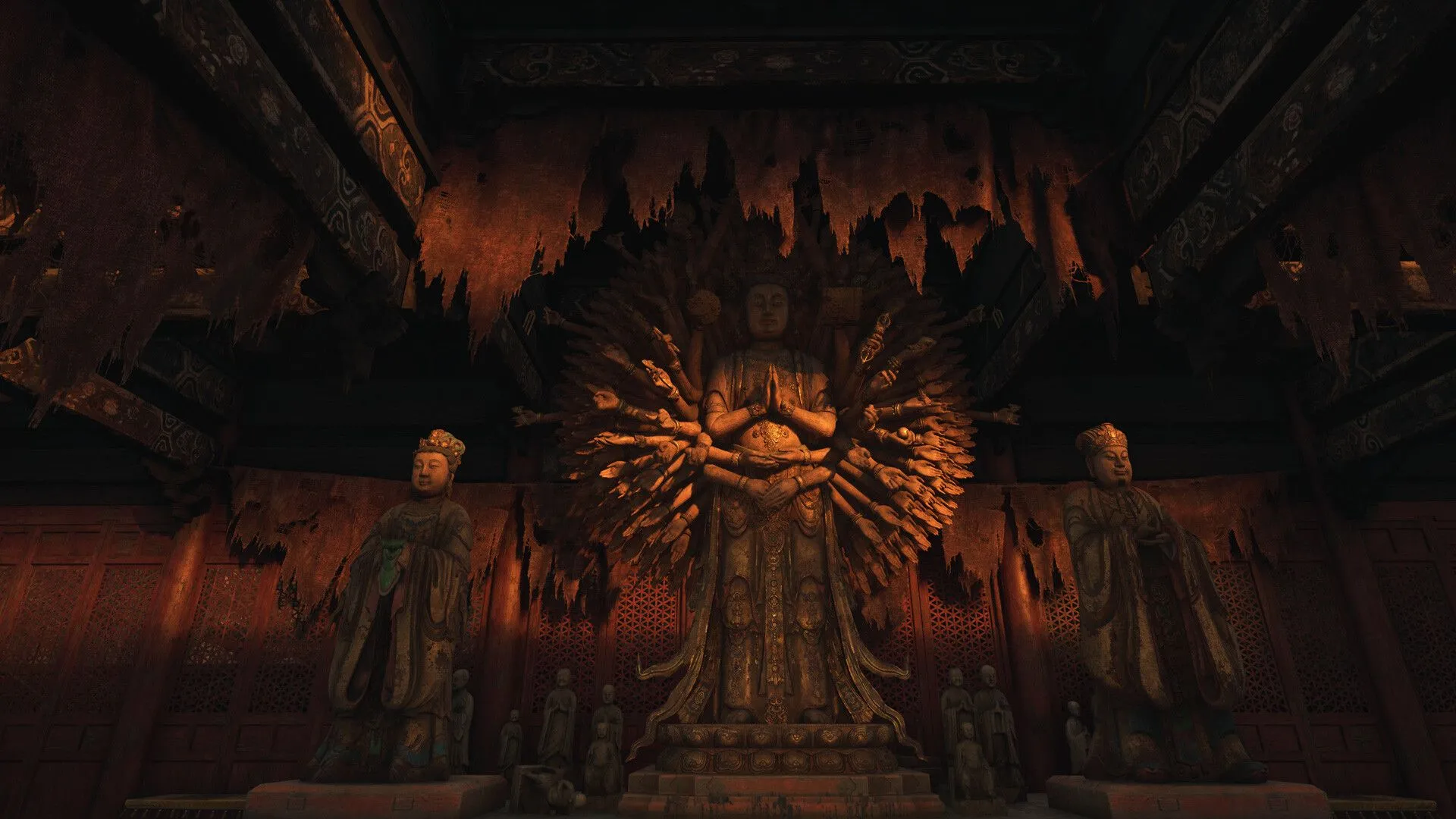 Toàn cảnh khu vực đền thờ (Shrine) trong Wuchang Fallen Feathers, điểm khởi đầu quan trọng cho nhiều nhiệm vụ