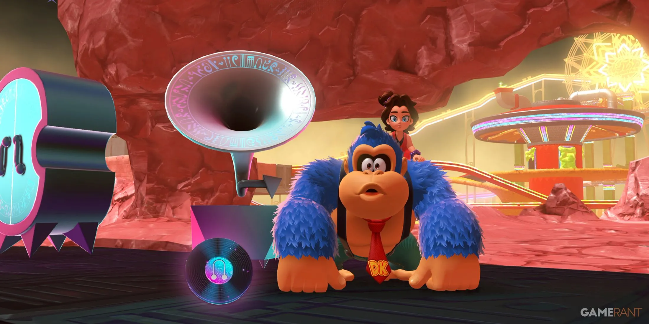 Tổng quan các đĩa nhạc hiếm trong Donkey Kong Bananza, minh họa cho nội dung sâu rộng của game.
