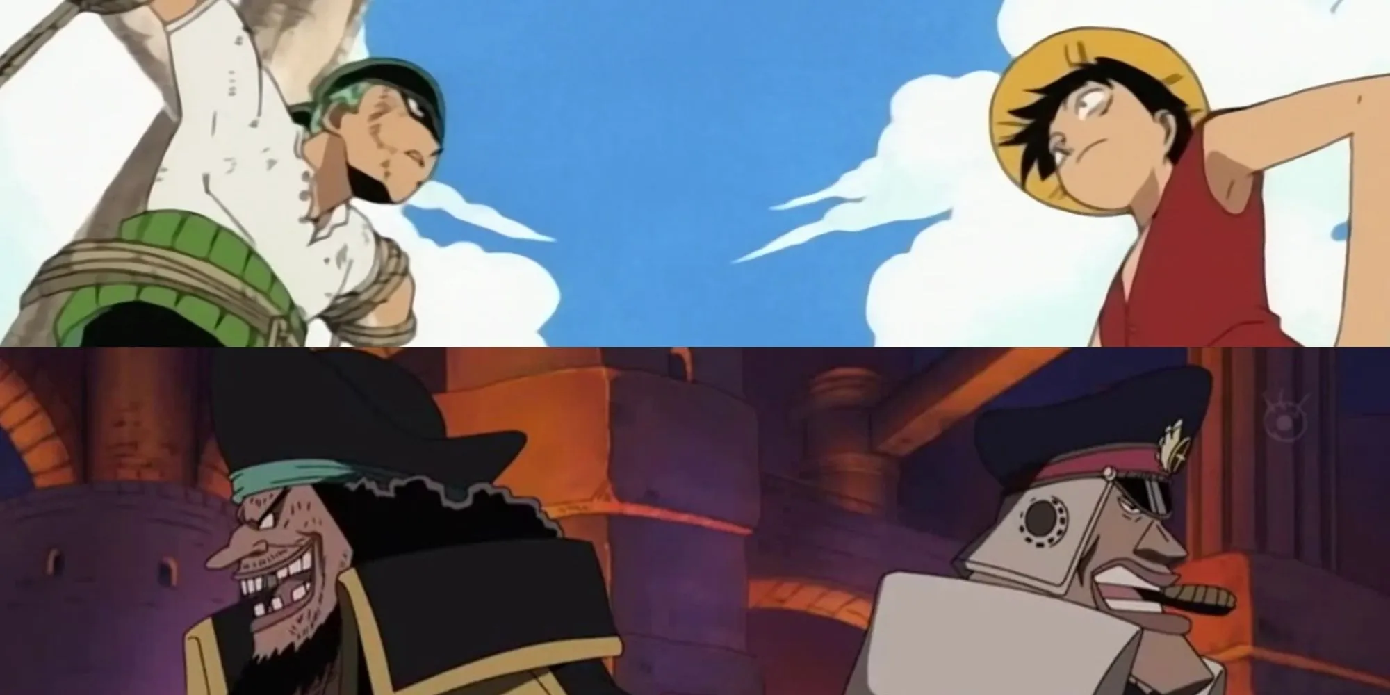Zoro và Luffy đối đầu với phản diện Shiryu trong thế giới One Piece